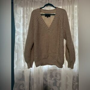 Oatmeal colored, American Eagle Outfitters V neck Chunky Sweater